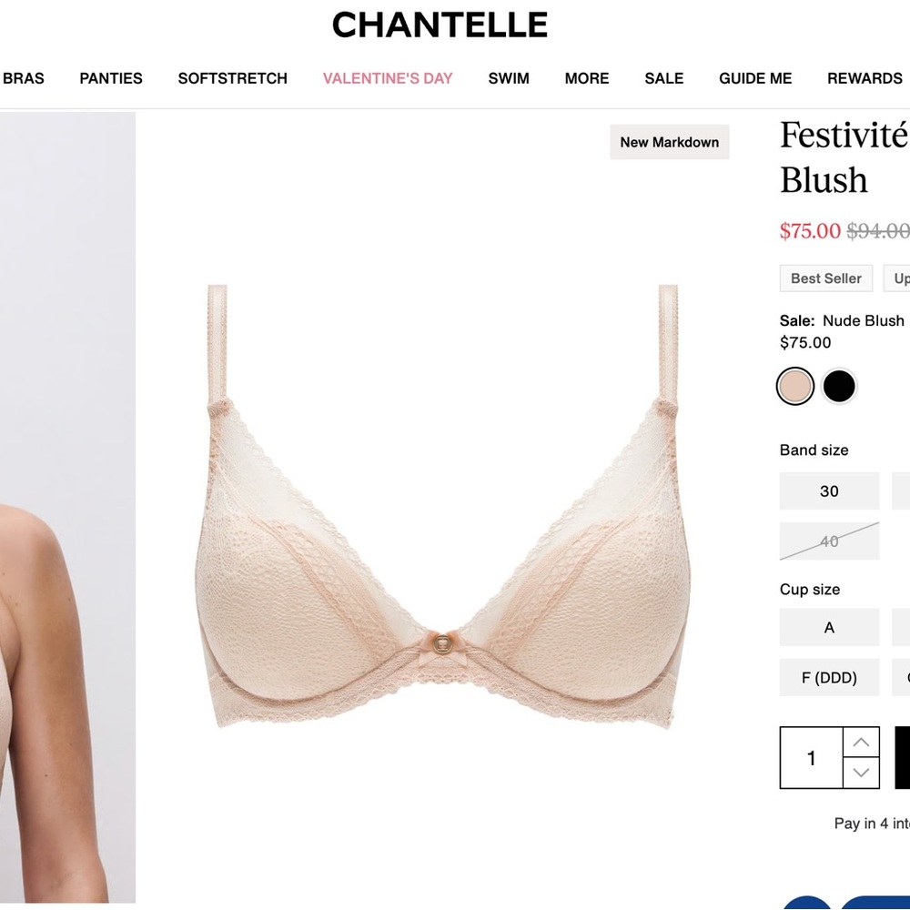 Chantelle Festivité Lace Bra in Nude Blush